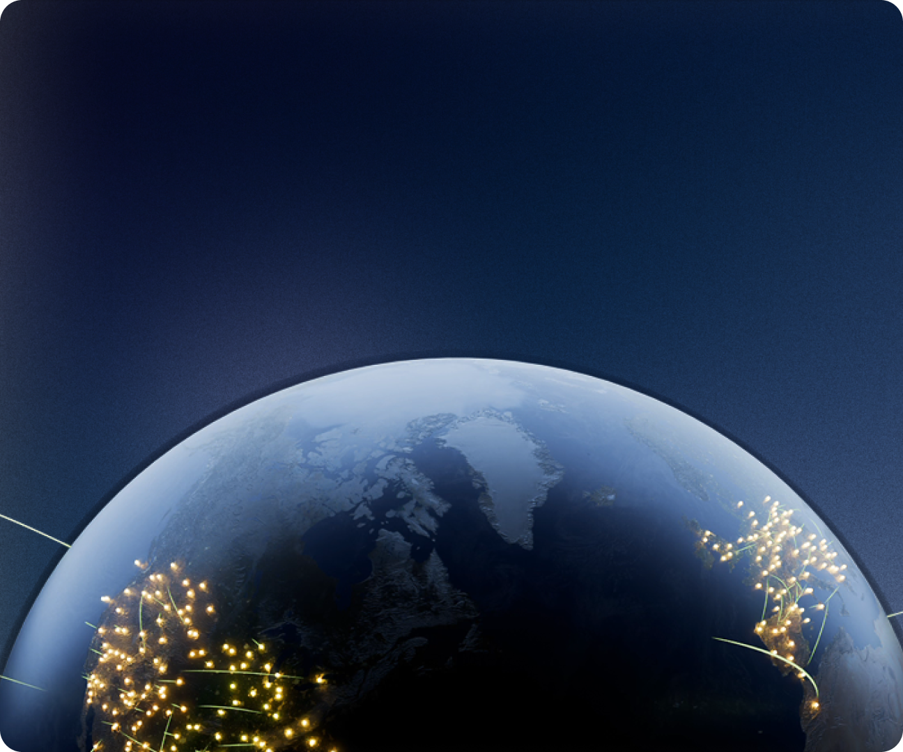 Globe at night with currency connections